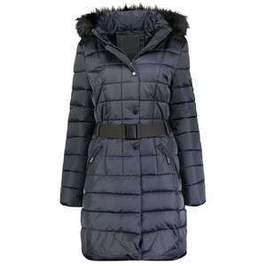Abrigo Largo con Capucha para Mujer, Cierre de Cremallera, Relleno de Poliéster Aislante, Impermeable, Cortavientos, Transpirable, Abrigo de Invierno Cálido para Clima Frío - Product Image 1