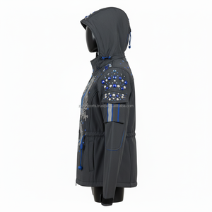 Veste Softshell Femme Imperméable Coupe-Vent Tissu Respirant Broderie Strass Logo Personnalisé Veste Softshell Femme Bleu - Product Image 3