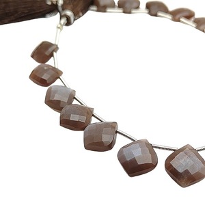 Chocolat Moonstone Briolette Perles Coussin Forme 8 Pouces Lâche Gemme À Facettes Brin Pour Collier Faire Des Résultats Fournitures - Product Image 4
