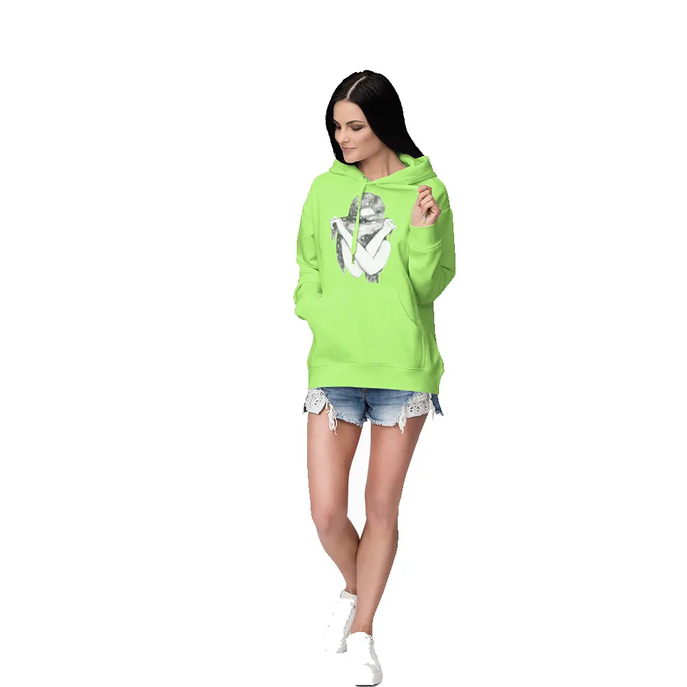 New Style Women's Hooded Standing Neck Spandex Hoodie Casual Pocket Sports Jacket with Turtleneck Logo Solid Style