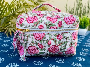 Neceser de Viaje Vintage Indio de Algodón Suave con Cremallera, Estampado Floral Hecho a Mano, Resistente al Agua, Duradero y Ecológico - Product Image 2