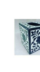 Boîte à mouchoirs en bois de luxe avec incrustation d'os, support décoratif fait à la main pour intérieurs de maison, de bureau et d'hôtel - Product Image 4