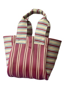 Bolsa de compras de nylon a rayas de plástico reciclado, bolsa con bolsa personalizada, bolsas tejidas de PP para viajes a la playa - Product Image 3