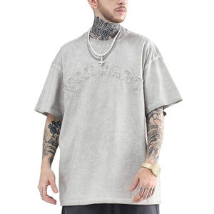 T-shirt personnalisé lavé à l'acide pour hommes T-shirt surdimensionné vierge en coton épais 100% coton pour le commerce de gros de T-shirt pour hommes - Product Image 1