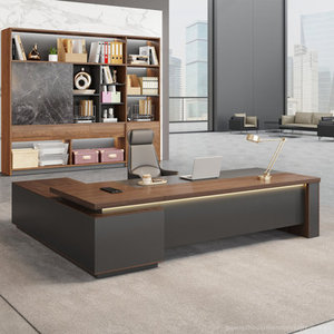 L-Shaped Executive <b>Desk</b> with Built-In <b>Computer</b> Station MDF Wood for Bedroom <b>Office</b> <b>DESK</b>-0009 - Product Image 1