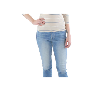 T-Shirt a Righe con Tre Punti Stile Britannico Y2K per Donna, Taglia XS, in Cotone Traspirante, Comoda Maglietta Lavorata a Maglia, Grigia - Product Image 3