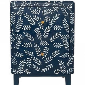 Vente en gros Table de chevet florale en incrustation d'os Meuble de chevet en incrustation d'os Table de chevet noire Meuble de salon d'Inde - Product Image 1