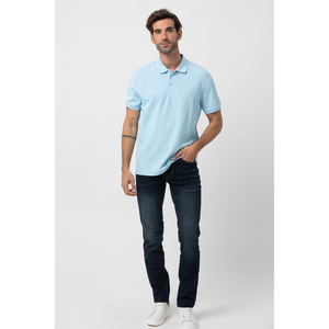 Polo básico de Piqué para hombre, corte informal, Cuello clásico y cierre de botón, 85% algodón, 15% poliéster, disponible en varios colores - Product Image 4
