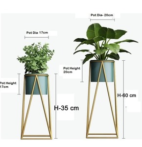 Pot de fleurs vert moderne avec support en métal pour un style d'intérieur chic, exposition de plantes d'intérieur et décoration de balcon en provenance d'Inde - Product Image 5