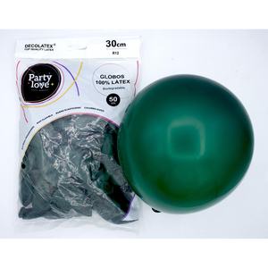 Globos de Látex para Fiestas, 30 cm, Verde Oscuro, R12, Biodegradables, 50 Unidades - Product Image 1