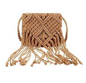 Sacs à main en coton fait main, sacs à main en paille pour femmes, sacs vintage à pompons, crochet macramé, sacs de plage, pochettes et sacs à main - Product Image 3