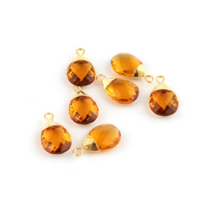 Connecteur d'alimentation de bijoux artisanaux forme de poire citrine hydro quartz bricolage connecteur à caution unique connecteur de composants plaqués or 18 carats - Product Image 5