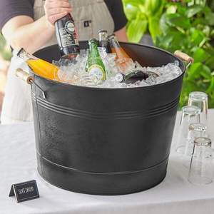 Enfriador de cerveza maciza para Bar & Wine, cubo de hielo de madera y mango de acero y cubos de hielo, bañeras para bebidas con mango - Product Image 5