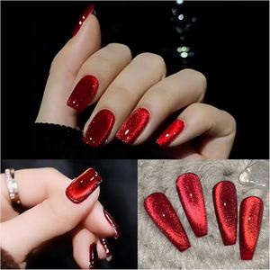 ยาทาเล็บเจลแม่เหล็ก Kween Cat Eye สีแดงทับทิมวิ้งๆ ขนาด 8 มล. คุณภาพสูง อุปกรณ์ตกแต่งเล็บ - Product Image 1