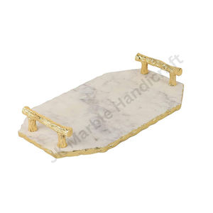 Plateau de service luxueux en marbre et laiton de haute qualité pour la décoration intérieure et le divertissement - Product Image 1