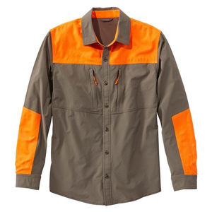 Tissu en coton long de qualité fiable avec logo brodé personnalisé de chemises de tir en plein air Upland avec impression de jeu d'oiseau sérieux en vente - Product Image 1