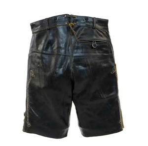 Haute qualité hommes allemand Lederhosen Shorts Costume bavarois Oktoberfest marron Antique 100% véritable vache daim cuir pantalon - Product Image 2