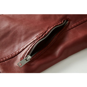 <b>Men's</b> Fashion PU <b>Leather</b> Stand Collar Zipper Casual Winter <b>Jacket</b> with Front Logo for Motorcycle Use - Product Image 3