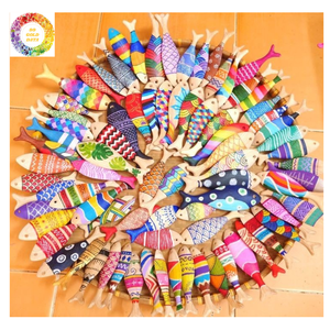 Pez de madera Premium, tamaño 8-12cm, decoración hecha en Vietnam, ideal para casas vintage, villas de playa o diseño de pared bohemio - Product Image 4