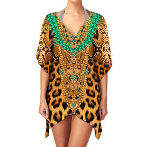 ชุดกิโมโนผ้าชีฟองพิมพ์ลายชนเผ่าน้ำหนักเบาคอวีแขนยาวชุดเดรสคลุมลำลองหรูหรามีสไตล์ - Product Image 3