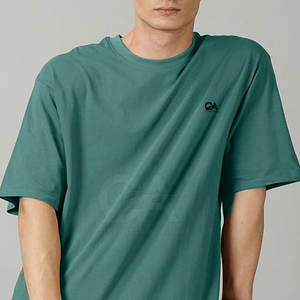 T-shirt à manches courtes d'été sur mesure 100% coton tissu surdimensionné T-shirt à épaules tombantes - Product Image 3