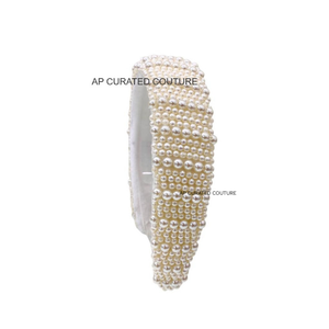 Diadema con cuentas de diseñador de moda con aro de perlas accesorios para el cabello enjoyados con cuentas a mano para mujeres para vacaciones fabricante indio - Product Image 2