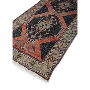 Tapis en laine noués à la main Nuray à motifs géométriques Pae-2972 pour couloir et salon, modèle rectangulaire en polyester avec techniques artisanales - Product Image 2