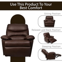 Juego de Sofás Reclinables Modernos de Cuero Sintético Marrón, Fabricados en Vietnam, Diseño Convertible, Altura Ajustable, para Sala de Estar