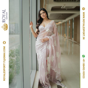 Lanzamiento del diseñador exclusivo Blissful Soft Satin Organza Saree Collection Fabricante por Royal Export en Surat Gujarat - Product Image 1