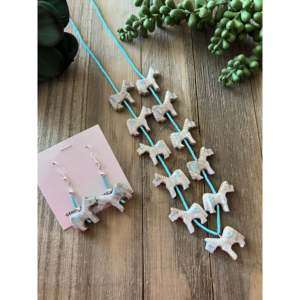 Fine Jewelry <b>Set</b> Zuni Handmade Sterling <b>Silver</b> Horse Dangle <b>Necklace</b> - Product Image 2