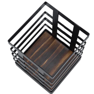 Top Selling Solid Wood Square Base Cutlery Holder Rustic Burnt Metal Black Finish Spoon Shape Kitchen Restaurant Cooking Tools - Product Image 3