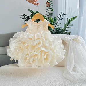 Elegant Princess Flower Girl Dress for Weddings with <b>Long</b> Train, Puffy Tulle <b>Skirt</b>, Bow Back Formal Birthday Gown Nhung Nguyen 3 - Product Image 4