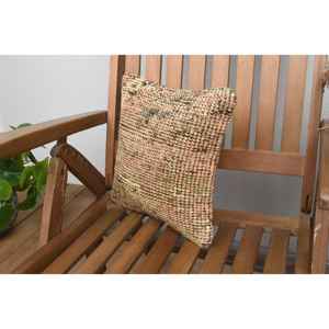 Beige Wool Kantha Patchwork <b>Pillow</b> 12x12 Inch Boho Woven Embroidered Printed Floral Square Vintage Design Rustic Floor <b>Christmas</b> - Product Image 3