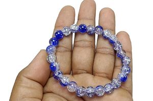 Bracelet en cristal bleu océan, perles rondes craquelées, pierre de 8 mm, pierre précieuse, mode, cadeau pour homme et femme, énergie - Product Image 4