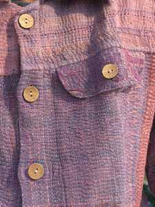 Chemise décontractée pour homme en coton 100% tricoté, faite à la main, style Kantha, hiver, hip-hop, grande taille, manches longues, avec boutons et poche avant - Product Image 4