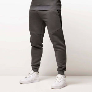 Pantalones deportivos de chándal para hombre, ajustados, de forro polar, con cintura elástica y puños en los tobillos, informales, para entrenamiento deportivo, en gris - Product Image 2