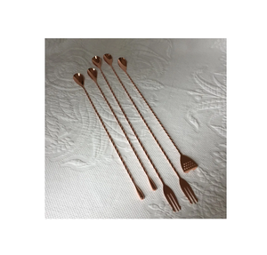 Cuillère à bar en laiton polonais mat cuillère à cocktail pour mélanger le thé et le café artisanat à long manche prix de gros - Product Image 2