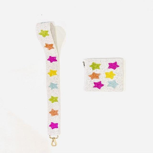 Fancy Designer Indian Handcrafted Hand Enameled <b>Mardi</b> <b>Gras</b> Seed <b>Beaded</b> Handmade Rice Straw <b>Beaded</b> <b>Mardi</b> <b>Gras</b> Parade Purse Straps - Product Image 2