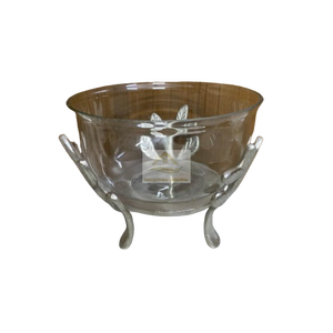 Bol de vaisselle fantaisie composé de verre et de cadre en aluminium avec support de couleur argent brillant polissage fournitures de mariage de table - Product Image 1
