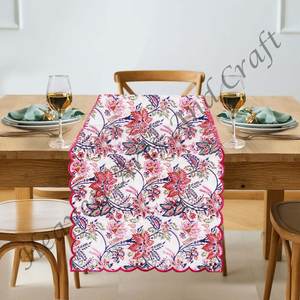 Milieu du siècle Vintage Look 100% coton broderie bord chemin de Table imprimé fleuri indien main bloc maison mariage décor pour mariage - Product Image 2