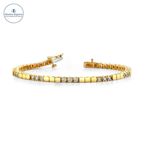 Pulsera de tenis de diamante cultivado en laboratorio de 1.05ct de estilo Vintage, oro de 14 quilates a la moda con perla, regalo de piedra principal para mujer - Product Image 1