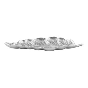 Plateau décoratif en métal aluminium avec texture de feuille réaliste, vaisselle réutilisable de style Art Déco - Product Image 5