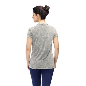 T-shirt 100% coton délavé à l'acide pour femmes, haut décontracté, respirant, coupe ajustée, T-shirt à manches courtes pour femmes actives, Vente en gros OEM - Product Image 3