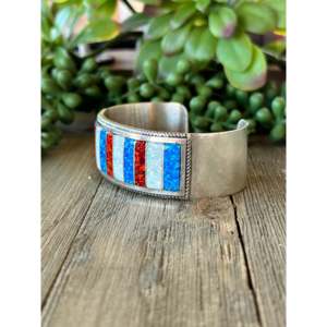 Navajo Made Opal & <b>Sterling</b> <b>Silver</b> Cuff <b>Bracelet</b>-Fashion Jewelry - Product Image 3