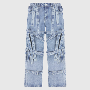 Pantalons en jean décontractés pour femmes, taille basse, coupe large, ajustés, respirants, avec poches, pantalons cargo grande taille, automne - Product Image 6