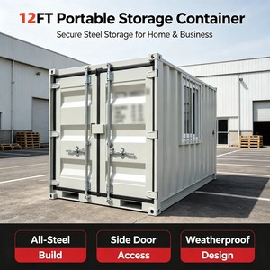 Maison conteneur moderne portable en acier résistant aux intempéries de 12 pieds pour bureau, entrepôt ou atelier - Product Image 1