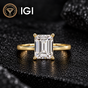 Bague Solitaire en Or Massif 14K 18K avec Diamant de Laboratoire Taille Émeraude 2.00 CT Certifié IGI DEF VVS, Bague de Mariage, Vente en Gros - Product Image 1