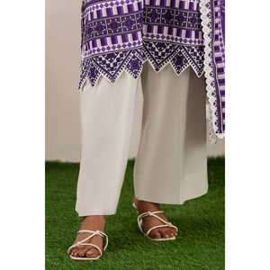 Traje de jardín morado sin costuras de 3 piezas para mujer, talla XS, largo hasta la rodilla, con estampado digital, cuello mandolina, decoración de diamantes, producto boutique ODM - Product Image 4