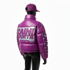 Chaqueta Acolchada Extra Grande para Mujer, Tejido de Nailon y Poliéster Brillante, Diseño de Paneles Acolchados, Chaqueta Acolchada con Logotipo de Parche Personalizado para Mujer - Product Image 5