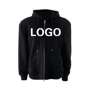 Sweat-shirt à capuche en coton vierge de haute qualité avec logo brodé personnalisé, streetwear, sweat-shirt à capuche décontracté pour homme avec double fermeture éclair - Product Image 1